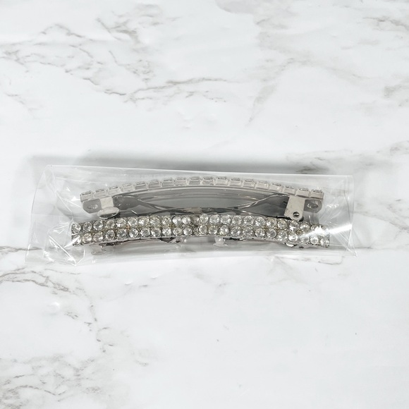 3 Piece Silver Crystal Hair Barrettes - Picture 8 of 8